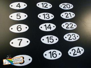 Ovaal aluminium tafelnummerplaatje 40x20mm.